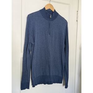 Paul‎ & Shark Sweater Mens Medium Quarter Zip Knit Cotton Blue Made in Italy